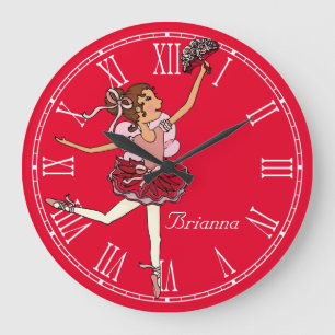 Rouge ballerine filles nom de chambre horloge mura