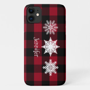 Rouge, Bison noir, Snowflakes Coque cellulaire