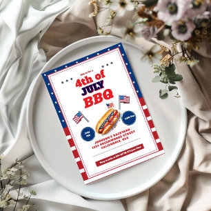 Rouge Blanc Bleu 4 juillet Invitation Pique-Nique 