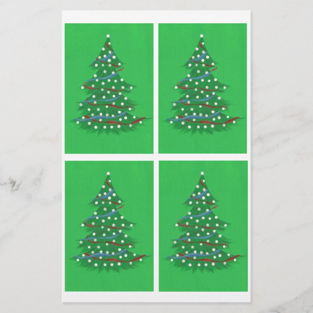 Rouge blanc Bleu Arbres de Noël Papier à rebut (Devant)