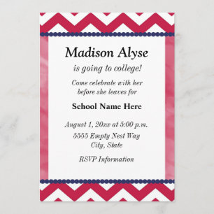 Rouge Blanc bleu Chevron Trunk Party Invitation