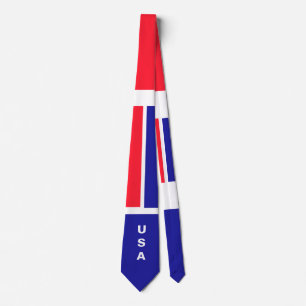 Rouge Blanc Bleu Cravate USA