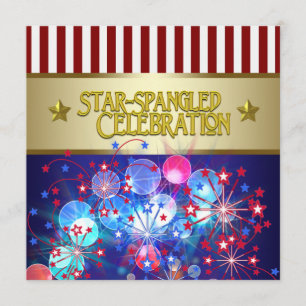 Rouge Blanc & Bleu Fireworks 4 juillet Invitations