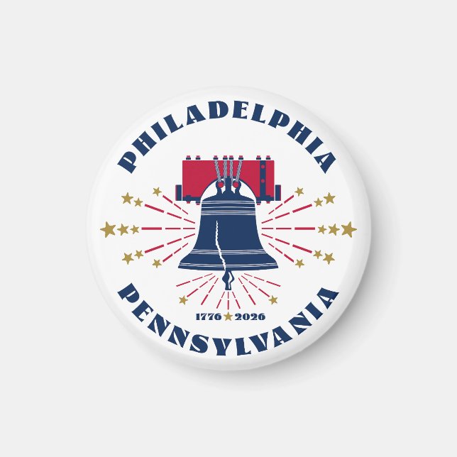 Rouge Blanc Bleu Liberté Bell Philadelphie Magnet (Devant)