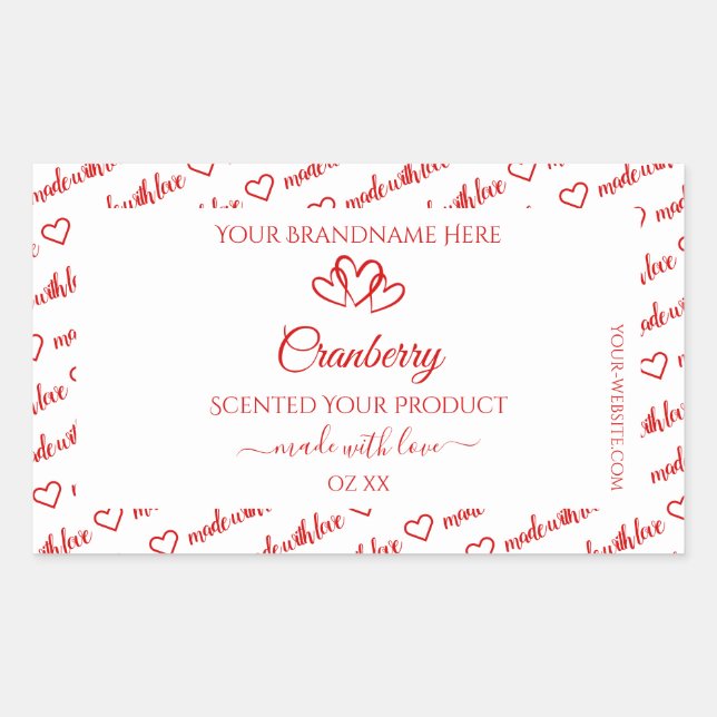 Rouge Blanc Cloud produit Étiquette Coeurs mignons (Devant)