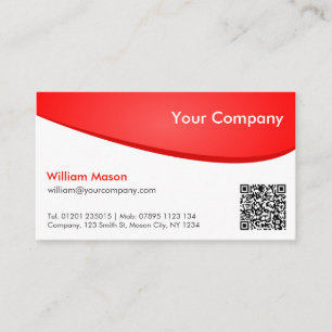 Rouge blanc courbé, Carte de visite QR professionn