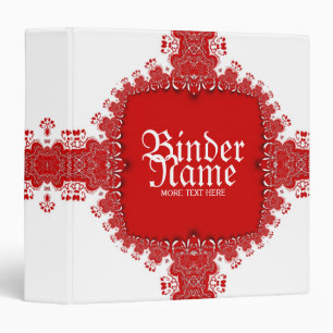 Rouge blanc décor fractal dentelle Classeur