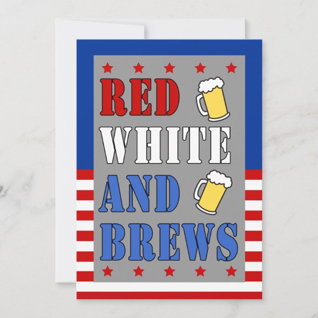 Rouge Blanc Et Bières Invitation Patriotique Du 4  (Devant)