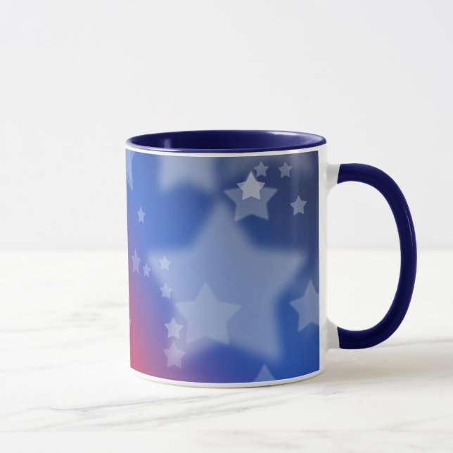 Rouge Blanc et Bleu étoiles Mug Patriotique en cér (Droite)