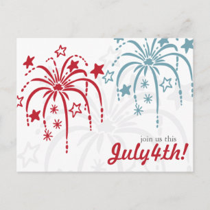 Rouge blanc et bleu Fireworks 4 juillet Cartes pos