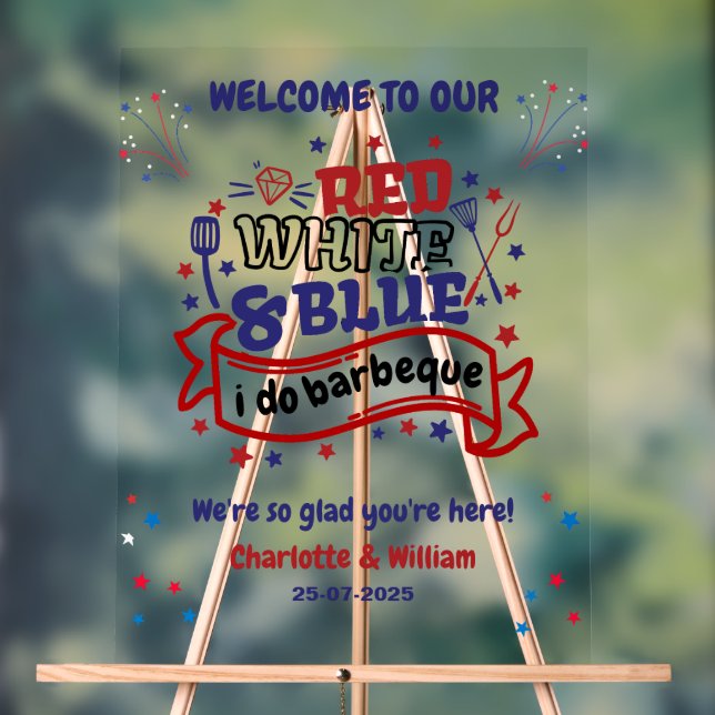 Rouge blanc et bleu i do BBQ Couple douche nuptial (Neutre)