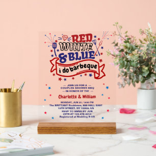 Rouge blanc et bleu i do BBQ Couple douche nuptial
