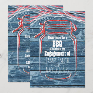 Rouge blanc et bleu Mason Jar Invitations rustique