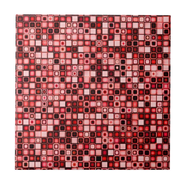 Rouge, Blanc Et Noir Motif De Carreaux Rétro Funky (Devant)