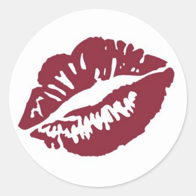 Rouge blanc fade lèvres smooch baiser stickers (Devant)