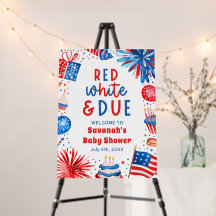 Rouge Blanc & Futur Bébé Fête de Bébé de Révélatio
