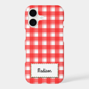 Rouge Blanc Gingham Carreaux Personnalisé