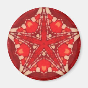 Rouge Blanc Mandala Star Géométrie Fractale Magnet