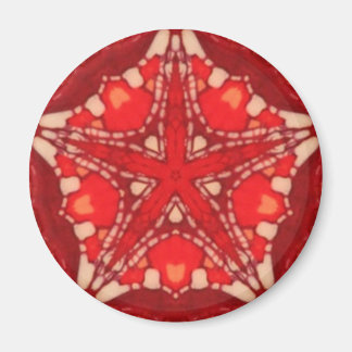 Rouge Blanc Mandala Star Géométrie Fractale Magnet