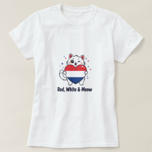 Rouge, Blanc & Meow - Jolie T-shirt Patriotic Cat