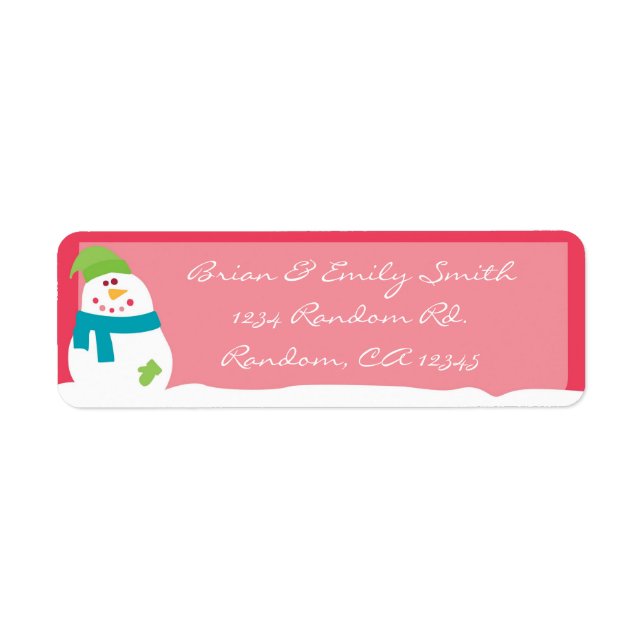 Rouge blanc mignon snowman étiquettes d'adresse de (Devant)