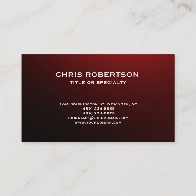 Rouge blanc moderne simple Carte de visite simple (Devant)