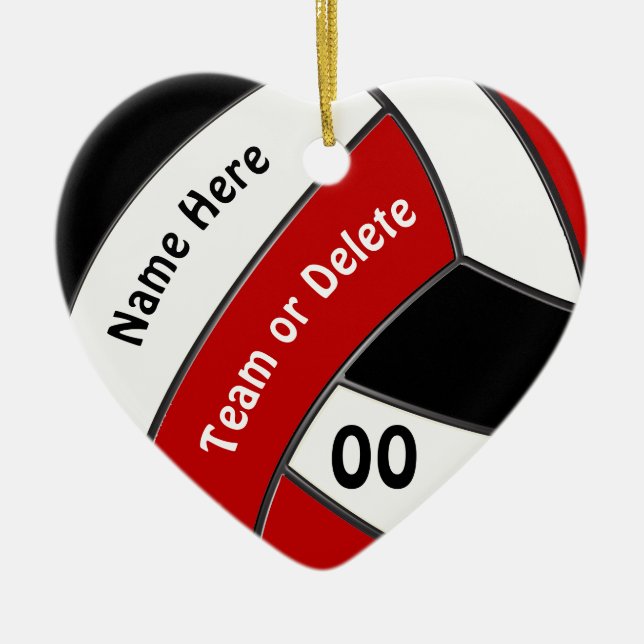 Rouge Blanc Noir, Personnalisé VOLLEYBALL Ornement (Devant)