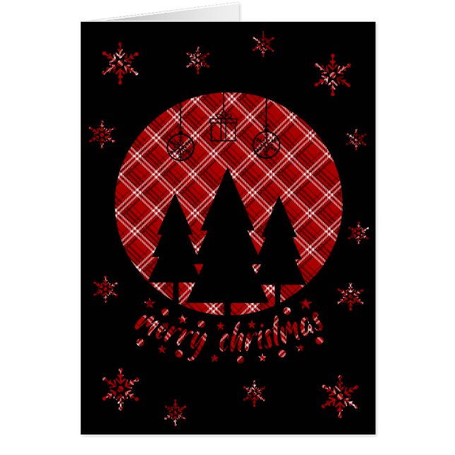 Rouge Blanc Noir Plaid Derrière Arbre Noir Coupé (Devant)