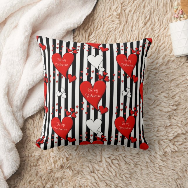 Rouge Blanc Noir Saint Valentin Coeur Jeu Oreiller (Couverture)