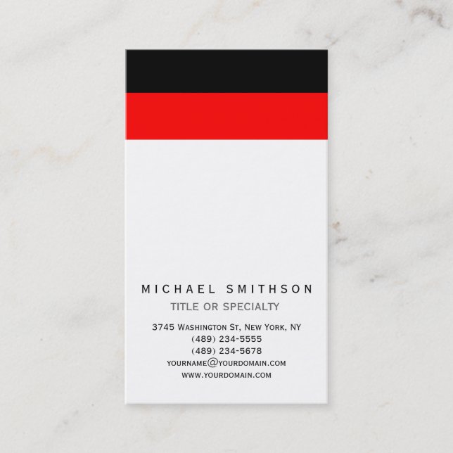 Rouge Blanc Noir Simple Consultant Carte de visite (Devant)