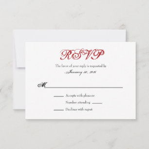 Rouge Blanc Plaine Simple Mariage Cartes RSVP