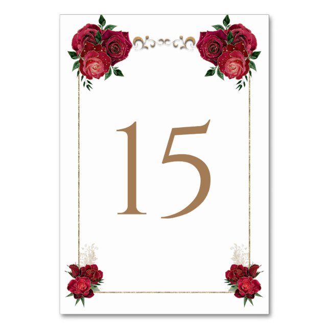 Rouge, Blanc, Quinceañera Numéro de carte de table (Par défaut)