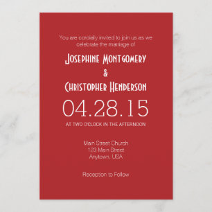 Rouge Blanc Simple Faire-part de mariage moderne