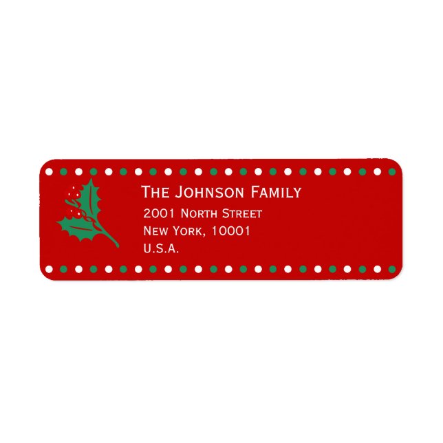 Rouge Blanc Vert Noël Retourner l'adresse Étiquett (Devant)