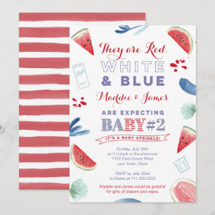 Rouge Bleu Bleu Été Bébé Saupoudrer Cartes Invitat