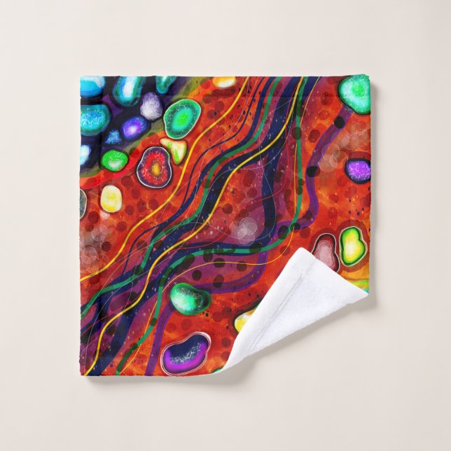 Rouge, Bleu, Cuivre, Violet, Vert Abstrait (Gant de toilette)