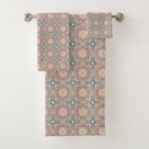 Rouge, bleu et crème coloré à motifs