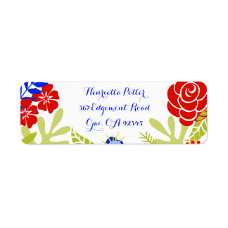 Rouge bleu vert Vintage motif floral