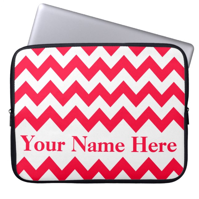 Rouge Bold Chevron with customizable text Laptop Sleeve (Front)