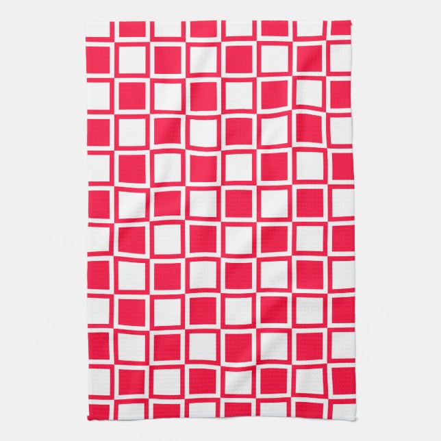 Rouge Bold Mod Squares Kitchen Towel (Vertical)