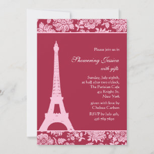 Rouge bonbon à Paris Invitation de douche nuptiale