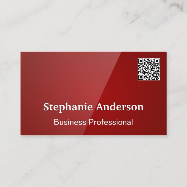 Rouge brillant | Carte de visite de code QR (Devant)
