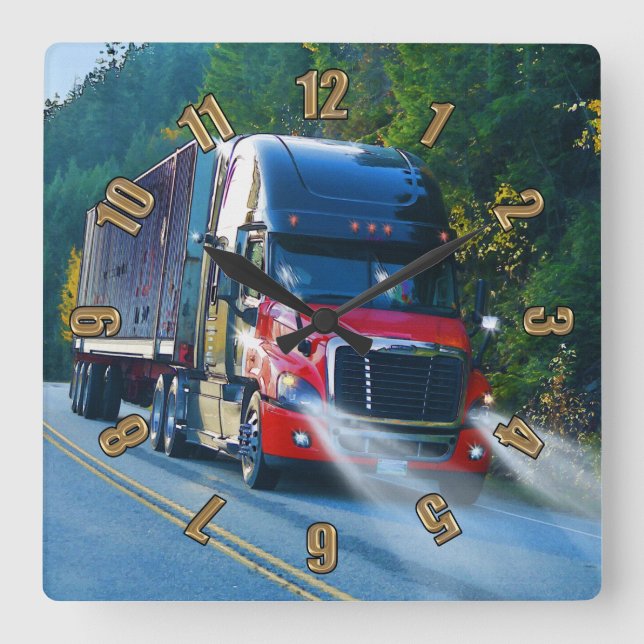 Rouge Camion Camion Fret Camion Horloge murale (Recto)