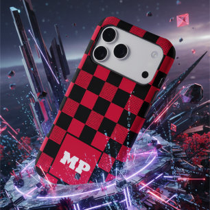 Rouge Cerise & Damier Noir Monogramme Gras