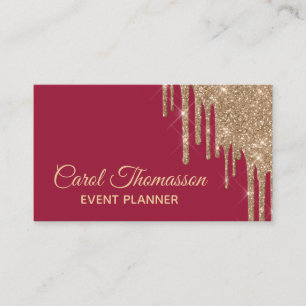 Rouge chic avec le carte de visite d'or