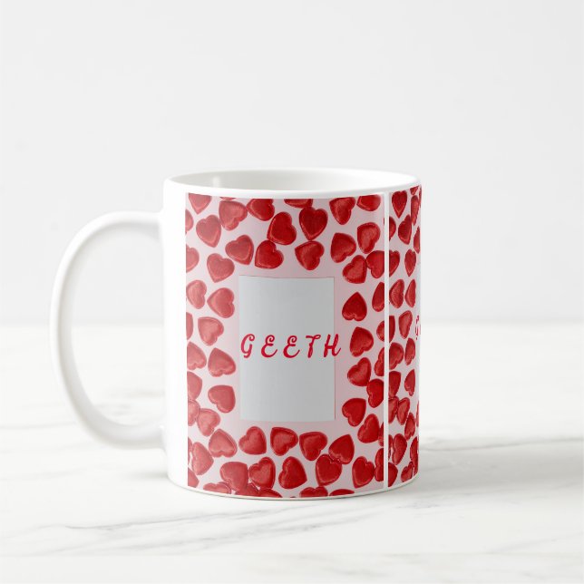ROUGE COEUR VALENTINE DESIGN CLASSIQUE MUG (Gauche)
