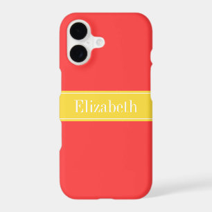 Rouge Corail Uni, Monogramme avec Ruban de Ananas