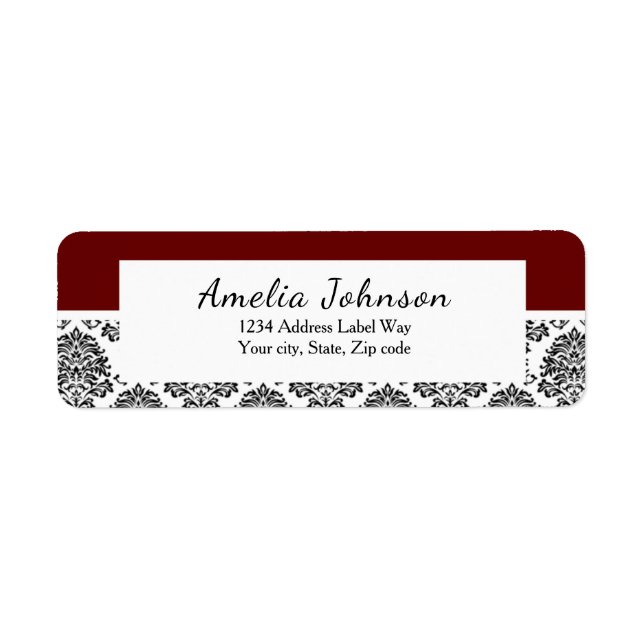 Rouge, Damask adresse de retour Étiquette FAIRE DA (Devant)