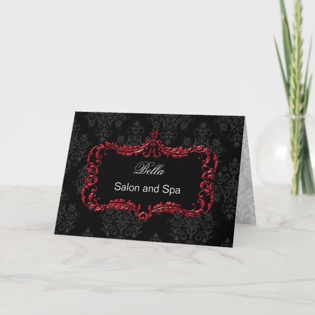 rouge damask Business Merci Cartes (Devant)