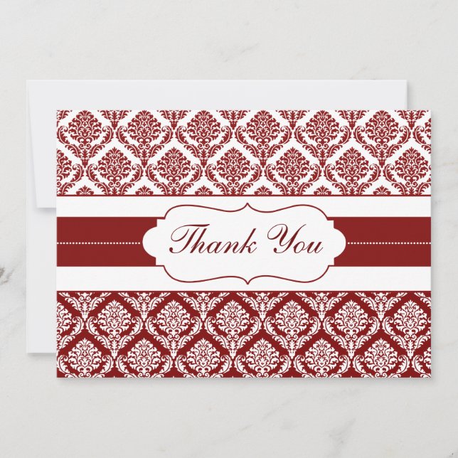 rouge damask ThankYou Cartes (Devant)